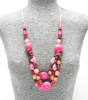 Pink - Wood Bead Necklace