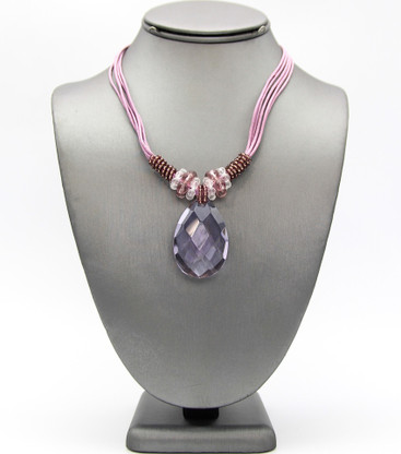 Teardrop Pendant Cord Necklace 

Color: Lavender 

Length: 17 inches long + 3
