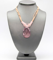 Teardrop Pendant Cord Necklace 

Color: Pink

Length: 17 inches long + 3