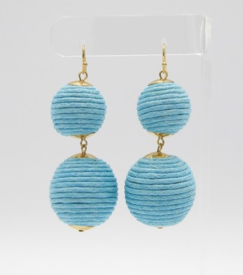 Ball Drop Earrings

Color: Blue

Size: 2 3/4 inches long