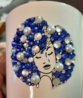 Bling Mug - Blue Afro (Contact me directly to order)