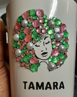Bling Mug - Pink & Green Afro (Contact me directly to order)
