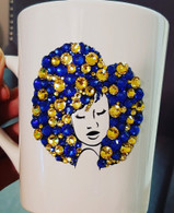 Bling Mug - Blue & Gold Afro (Contact me directly to order)