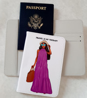 Custom Passport Cover - Travel Is My Therapy 