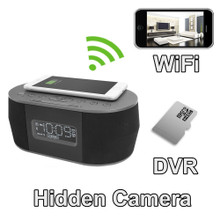 Wireless Fast Charging Station Speaker Hidden Spy Camera