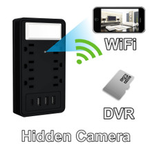 WiFi Series AC Outlet Multiplier Nanny Cam Black Version - Upward View