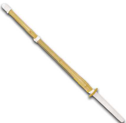 Shinai is made of bamboo with leather strap and plastic hand guard.
Overall lengths 47” with 33 “ blade, 46” with 32 “ blade, 44” with 31” blade and 41” with 30” blade