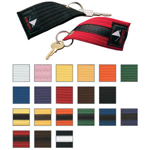 Made from an actual rank belt, perforated with a heavy, metal key ring.