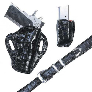 Each Exotic Crosshair holster is leather lined and covered on both the front and the back with your choice of skins.  The holster features a tension screw and hand molding to bring out both the form of the gun and the beauty of the hide.