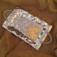 Hammered Tray with Beaded Handles
