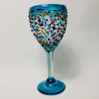 Aqua Bumpy Wine Glass