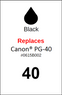 4854, Label, Canon PG-40 Black - Sheet of 63 Labels