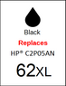 4913, Label, HP 62XL Black - C2P05AN - Sheet of 77 Labels