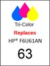 4916 Label, HP 63 Color- F6U61AN - Sheet of 77 Labels