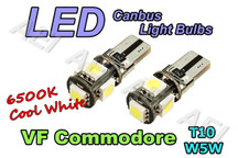 Holden VF Commodore Rego Number Plate Lights White LED Light Bulbs (CANBUS T10 W5W)
