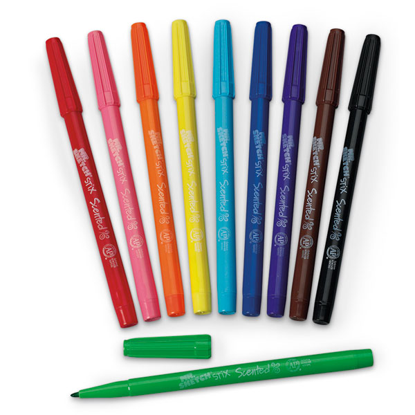 Mr. Sketch Scented Stix Markers, Fine Tip, Assorted Colors, 10