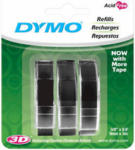 Dymo Embossing Tape Black refill 3.pk  Pen Mountain