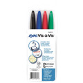 Vis A Vis Fine Wet Erase Marker 4 Color Set: Black, Red, Blue, Green - Pen Mountain