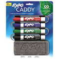 Expo 2 Lo Odor Dry Erase Marker Chisel Caddy: Eraser, Black, Blue, Green, Red - Pen Mountain