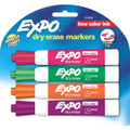 Expo 2 Lo Odor Dry Erase Marker Chisel 4 Color Set: Green, Orange, Pink, Plum - Pen Mountain