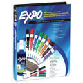 Expo Dry Erase Marker Kit Fine: Eraser, 8 Oz Cleaner, Fine Tip:Black, Red, Blue, Green, Chisel:Black, Red, Blue Green, Orange, Brown, Lime, Purple - Pen Mountain