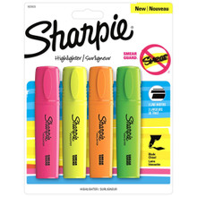 Sharpie Blade Flat Highlighter Asst 4 Color Set: Flourescent Green, Pink, Orange, Yellow - Pen Mountain