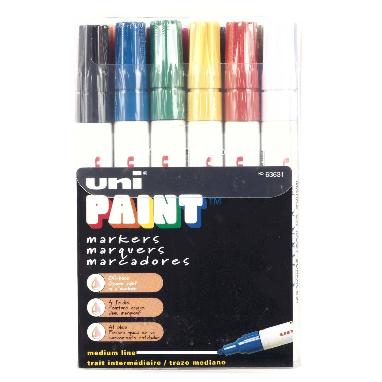 Uni-Paint PX 20 Oil Base 12 Paint Marker Set: Black, Red, Blue, Green,  Yellow, White, Light Blue, Pink, Orange, Violet, Silver, Gold - Kingpen
