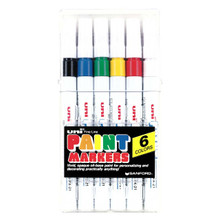 Uni-Paint PX 21 Oil Base 6 Paint Marker Set:Black, Red, Blue, Green, White, Yellow - Pen Mountain