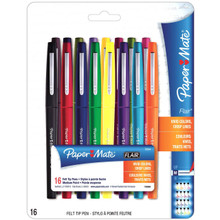 Papermate Flair Point Guard Medium 16 Color Wallet : Black, Blue, Green, Lilac, Lime, Magenta, Marigold, Navy, Olive Green, Pink, Plum, Purple, Red, Sky Blue, Tangerine, Yellow - Pen Mountain