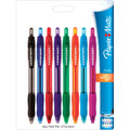 Papermate Profile Retractable Ball Point 1.4mm 8 Color Set:Black, Blue, Green, Magenta, Orange, Purple, Red, Turquoise  - Pen Mountain
