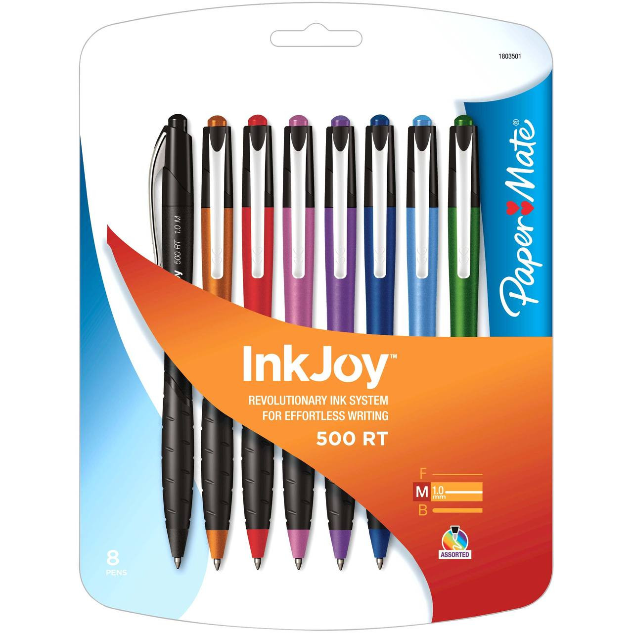 Papermate Inkjoy 500 Retractable 8 Color Set:Black, Blue, Green, Magenta,  Orange, Purple, Red, Turquoise - Kingpen