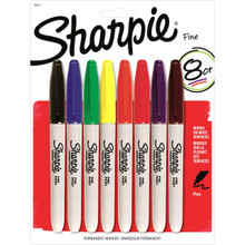 Sharpie Fine Marker 8 Color Set: Black, Red, Blue, Green, Brown, Orange, Purple, Yellow - Kingpen