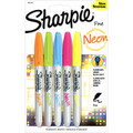 Sharpie Fine Marker Neon 5 Color Set: Pink, Yellow, Orange, Green, Blue - Pen Mountain