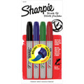 Sharpie Brush Tip Marker 4 Color Set: Black, Blue, Green, Red -Pen Mountain