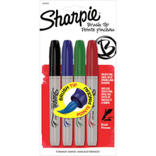 Sharpie Brush Tip Marker 4 Color Set: Black, Blue, Green, Red -Pen Mountain