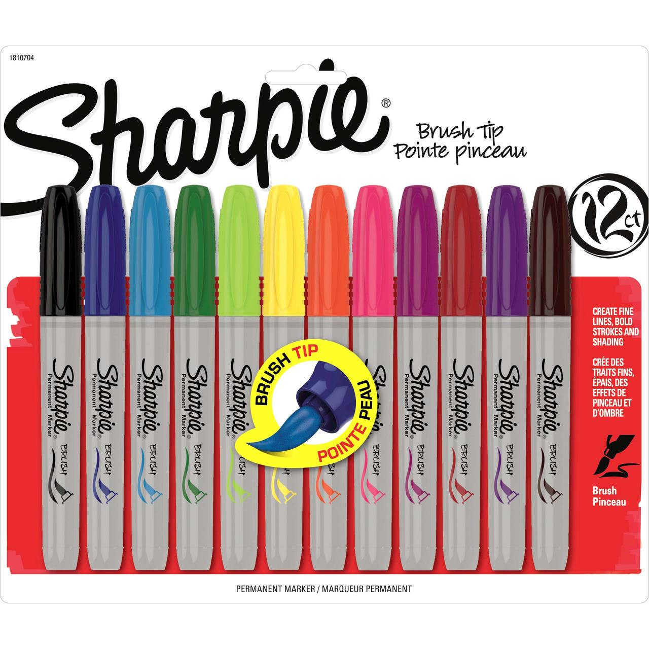 Sharpie Brush Tip Marker 12 Color Set: Berry, Black, Blue, Brown, Green ...