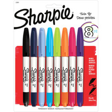 Sharpie Twin Tip Marker 8 Color Set: Black, Lime, Magenta, Navy, Orange, Purple, Sky, Teal Blue - Pen Mountain