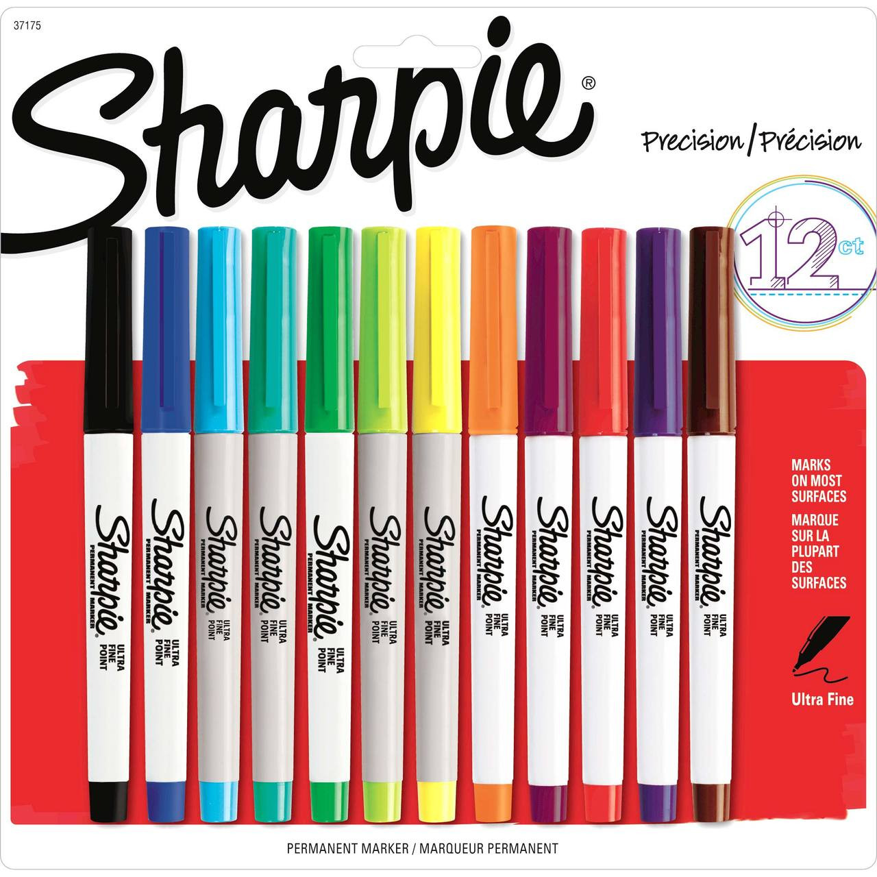 Sharpie Permanent Markers, Ultra Fine Point, Black, 12 Count
