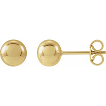 Yellow Gold High Polish 7mm Ball Style Earrings