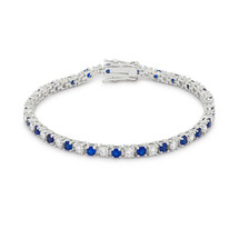 Ladies 10 Carat Created Sapphire Tennis Bracelet
