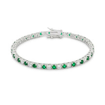 Ladies 10 Carat Created Emerald Tennis Bracelet