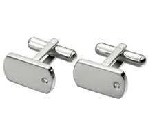 Men's Steel & Cubic Zirconia High Polish Cuff Links