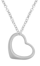 Ladies Sterling Silver Satin Finish Floating Heart Pendant