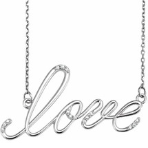 Sterling Silver 0.075tcw Diamond LOVE Pendant