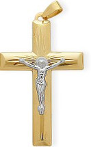 Religious Two-Tone High Polish Diamond Cut Crucifix Cross