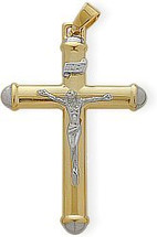 Large Religious Two-Tone High Polish Crucifix Cross