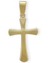 Religious Yellow Gold Domed High Polish Crucifix Cross