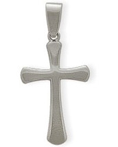 Religious White Gold Domed High Polish Crucifix Cross