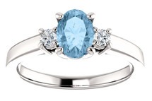 10 Karat White Gold CHOOSE YOUR STONE Oval 7mm X 5mm Gemstone Ring