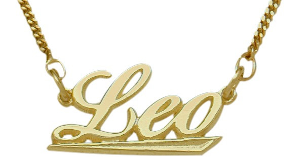 10k Yellow Gold Leo Script Zodiac Pendant July 24 Aug 23 With 16 Chain Elite Jewels